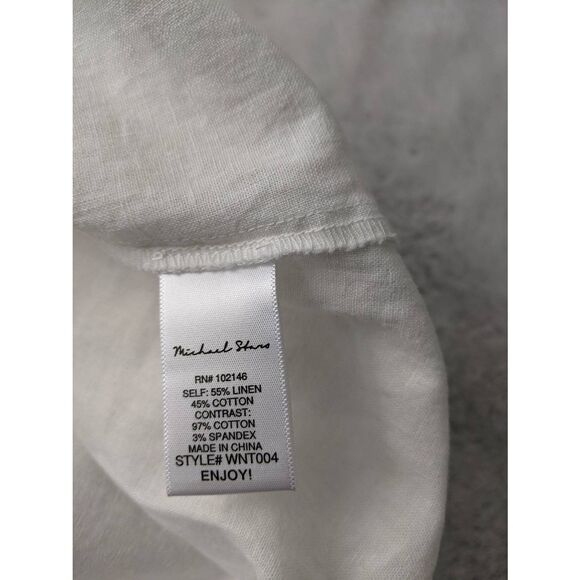 Michael Stars Wilhelmina Rib Mixed Midi Dress in White Linen Blend w Pockets sz - Picture 6 of 8